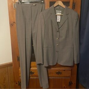 Vintage Rene Lezard Bergdorf Goodman Heather Gray Wool Suit Size 36